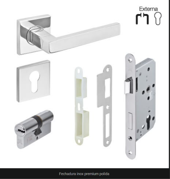 Fechadura inox premium polida