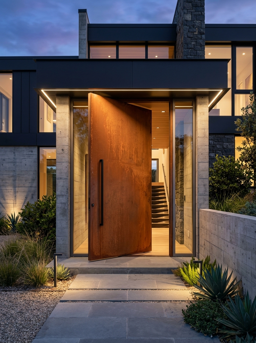 Porta ACM Pivotante Corten Architectural